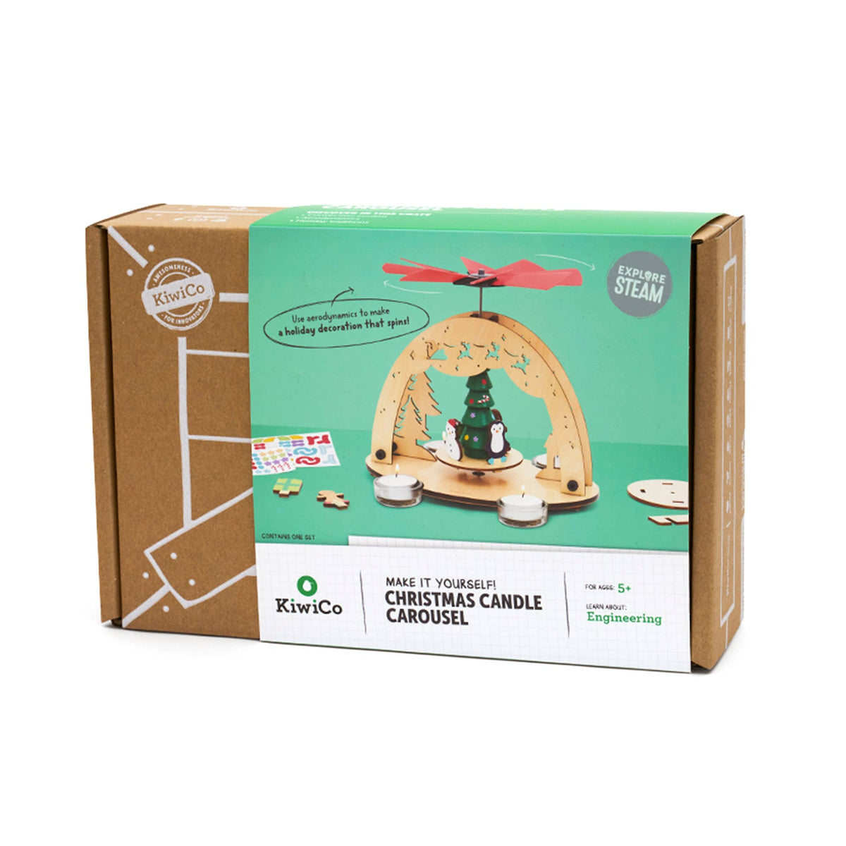 KiwiCo Christmas Candle Carousel Science Kit, spinning holiday carousel