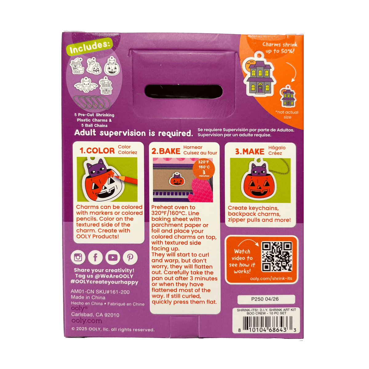Ooly Mini Shrink-Its Shrink Art Kit Boo Crew - Kids Halloween Craft Kit packaging