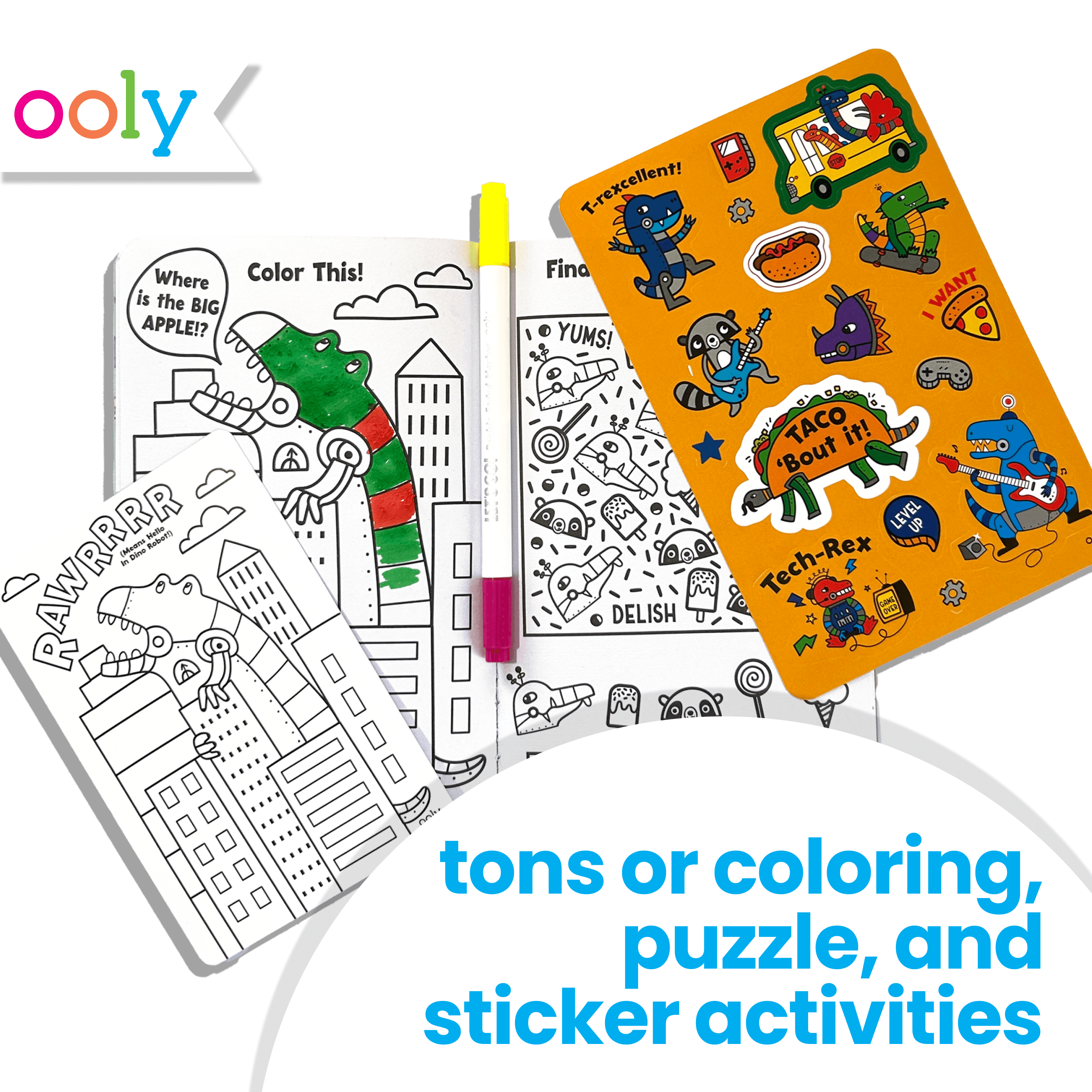 Let's Go! Activity & Coloring Kit - Robo Dinos