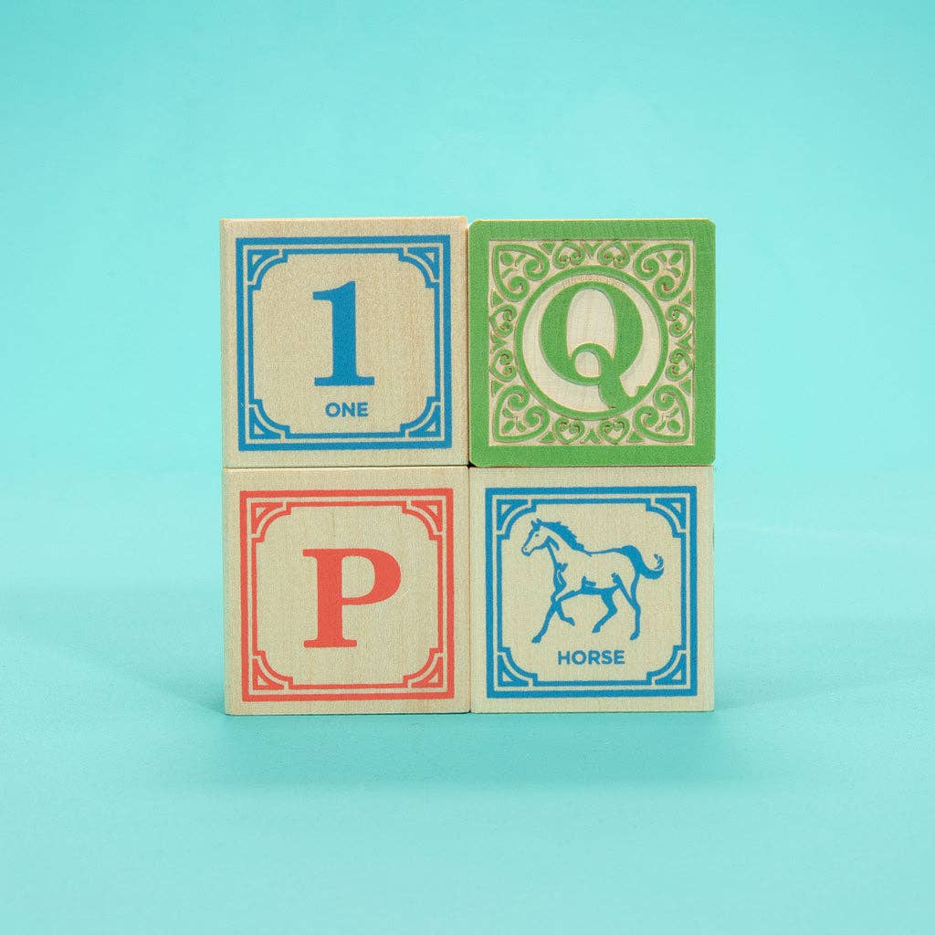 Classic ABC blocks with colorful numbers and math symbols from Uncle Goose