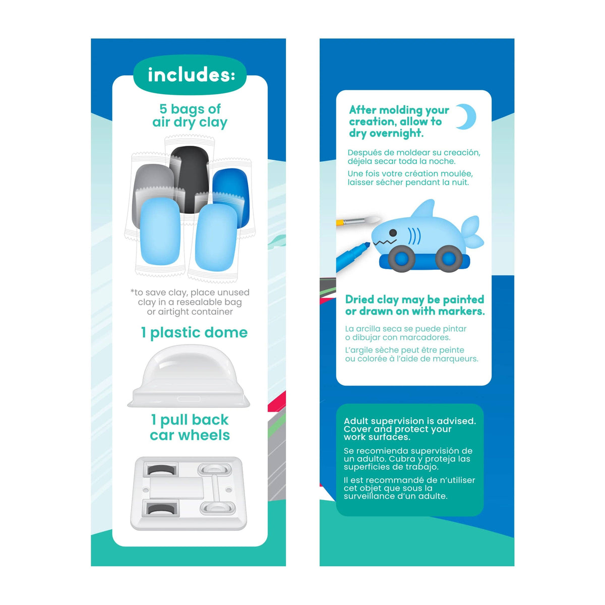 OOLY Creatibles Mini Air Dry Clay Car Kit in Speedy Shark, shark-themed air dry clay pull-back car kit – image 7 of 9