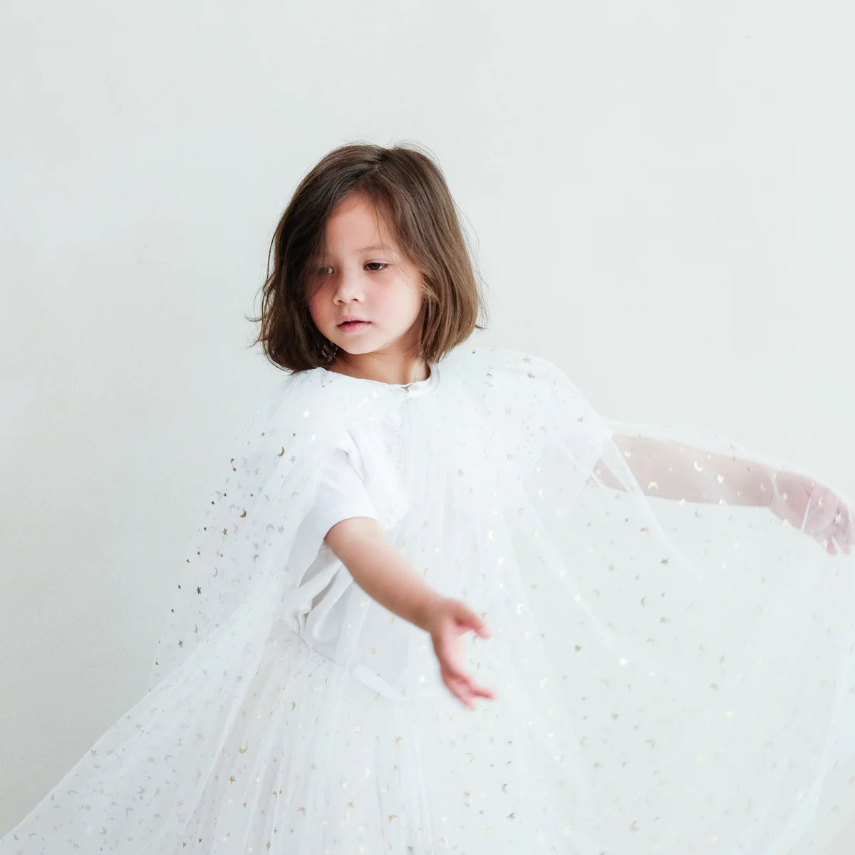 Mimi and Lula Long Tutu - White worn with angel cape