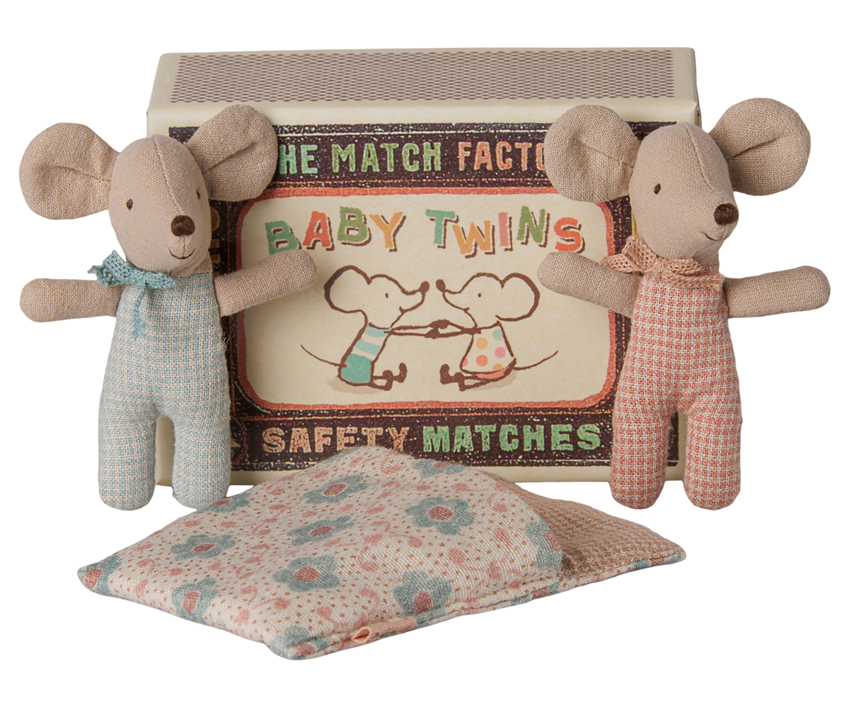 Twins, Baby Mice in Matchbox - Checker box