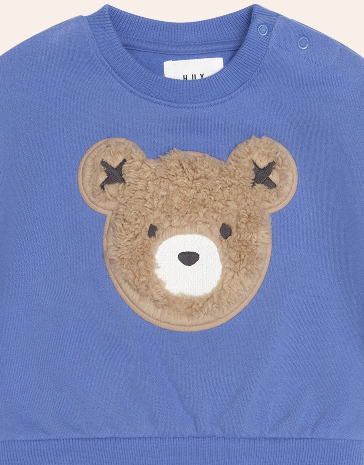 Furry Huxbear Sweatshirt – Cobalt – Huxbaby (detail view)