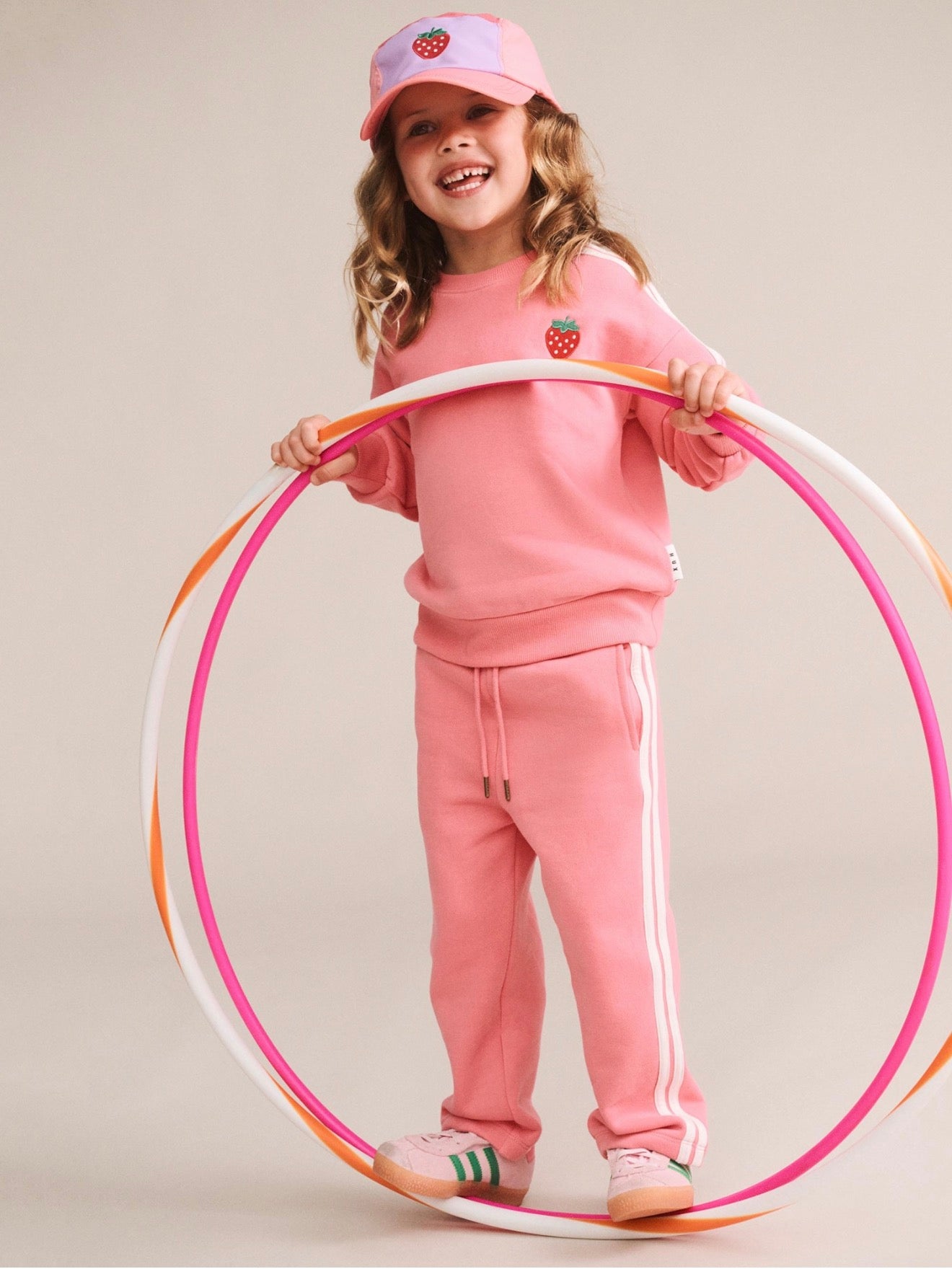 Side Stripe Trackpant – Flamingo – Huxbaby (back view)