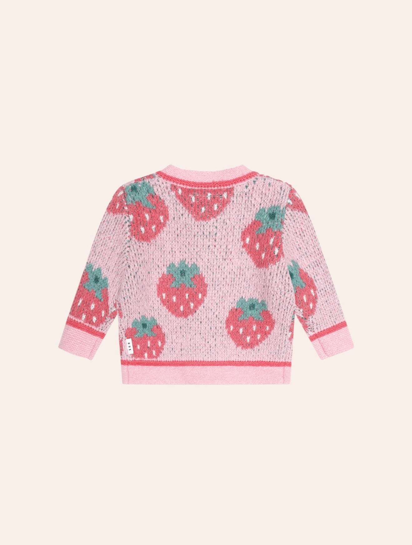 Strawberry Fields Sponge Cardi – Strawberry – Huxbaby (back view)