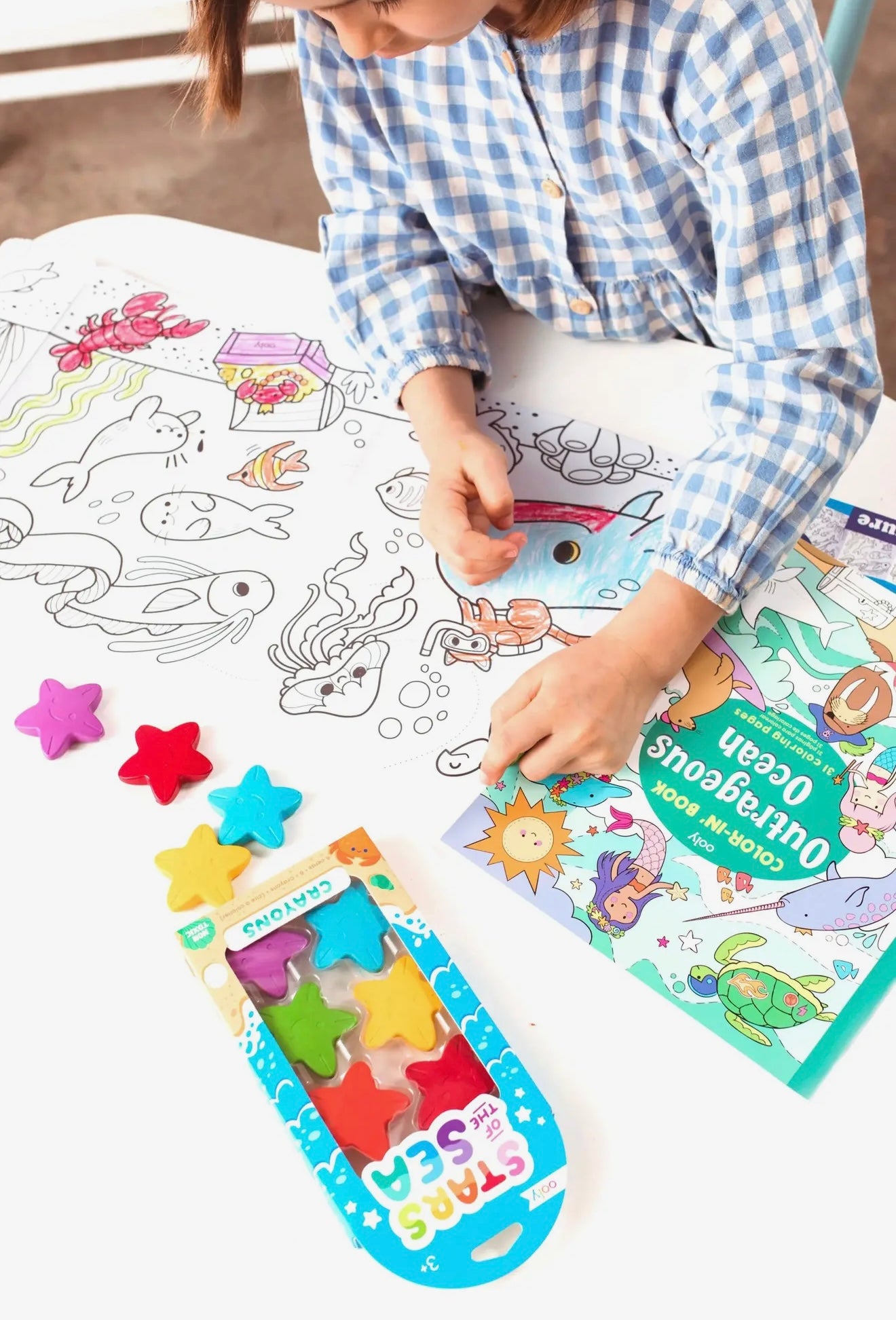 OOLY Stars of the Sea Crayons | 6-Color Starfish Shaped Art Set | Toddler-Safe & Ergonomic Design