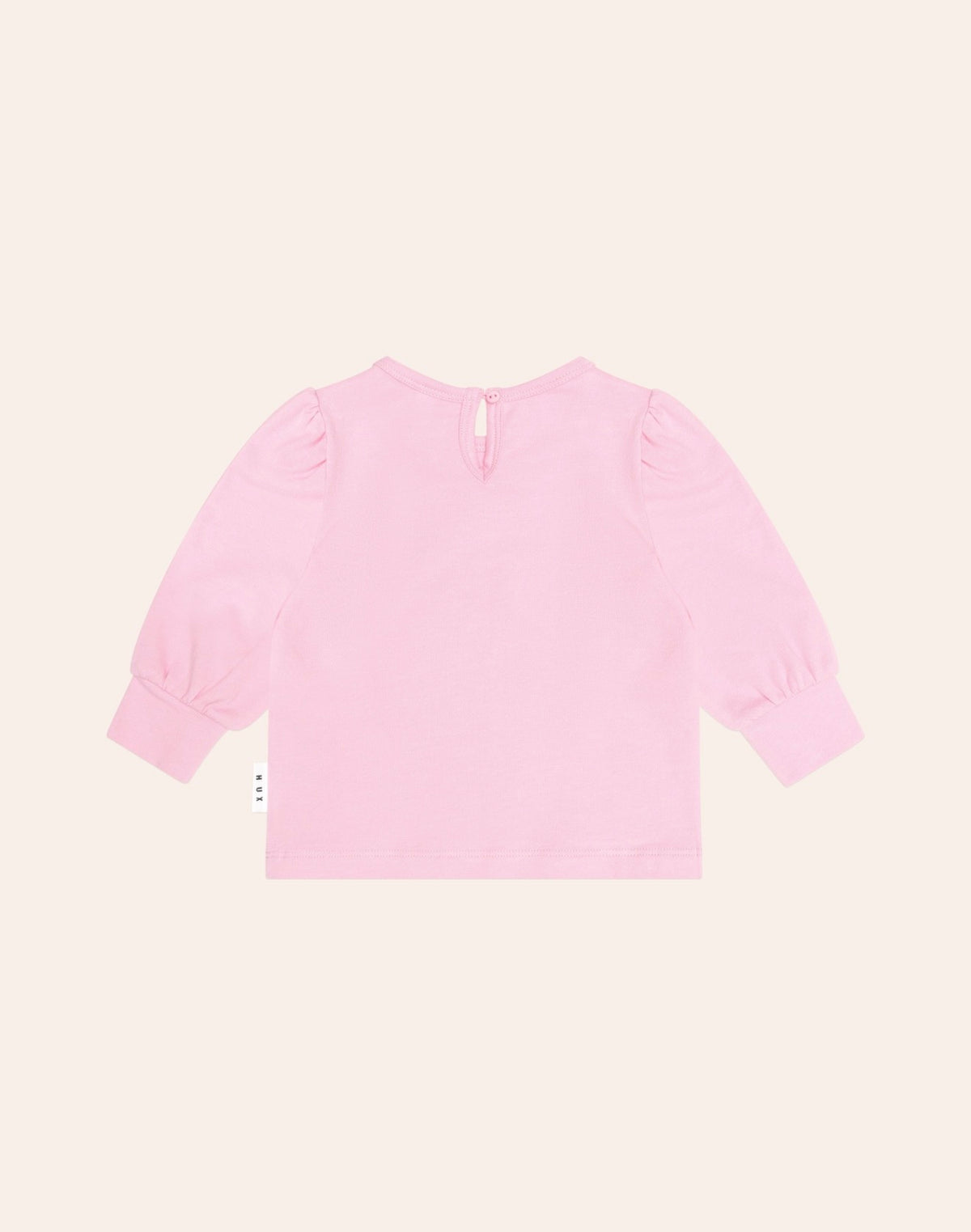 Furry Strawberry Puff Slv Top – Strawberry Crème – Huxbaby (back view)