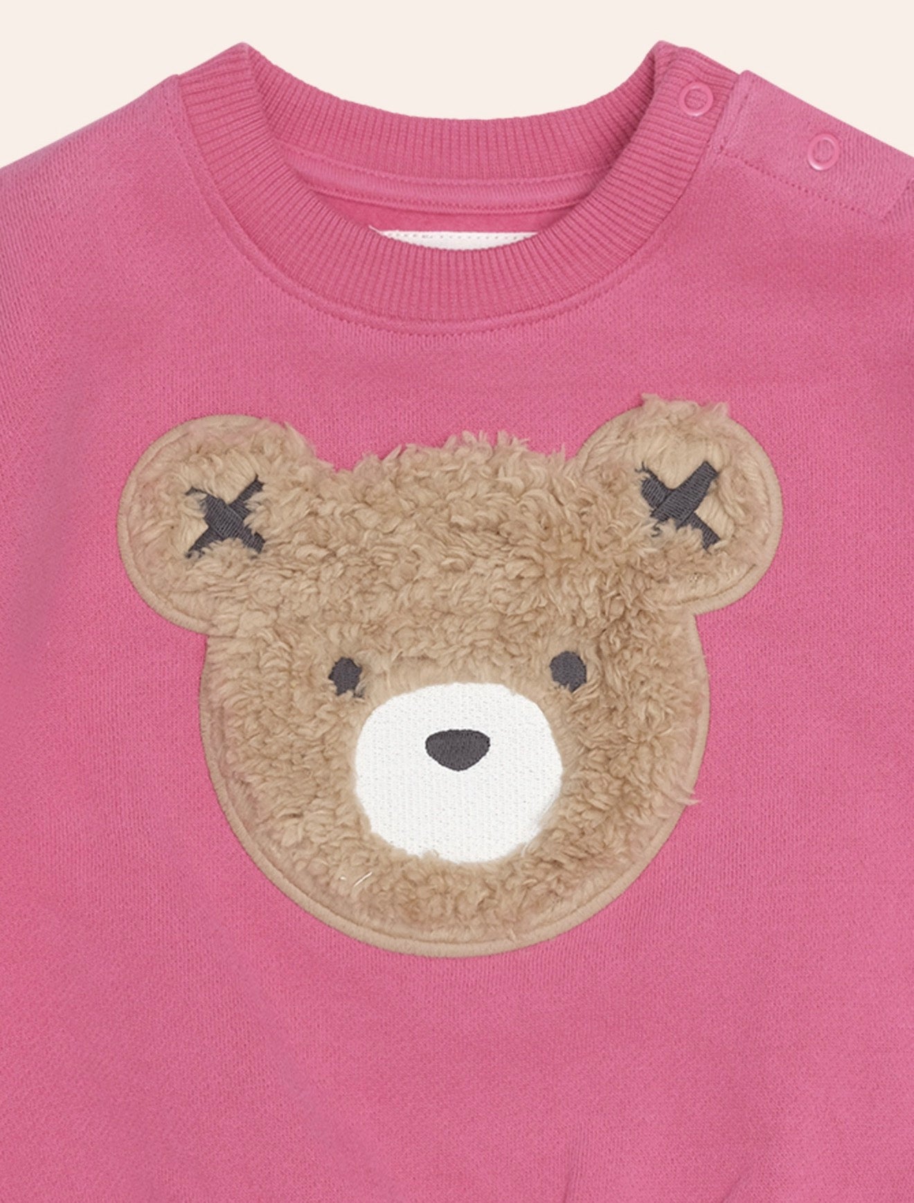 Furry Huxbear Sweatshirt – Dusty Berry – Huxbaby (detail view)