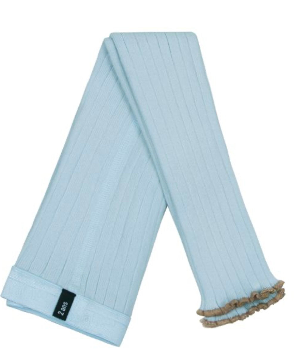 Collants à côtes sans pied avec bords ondulés - Glacier