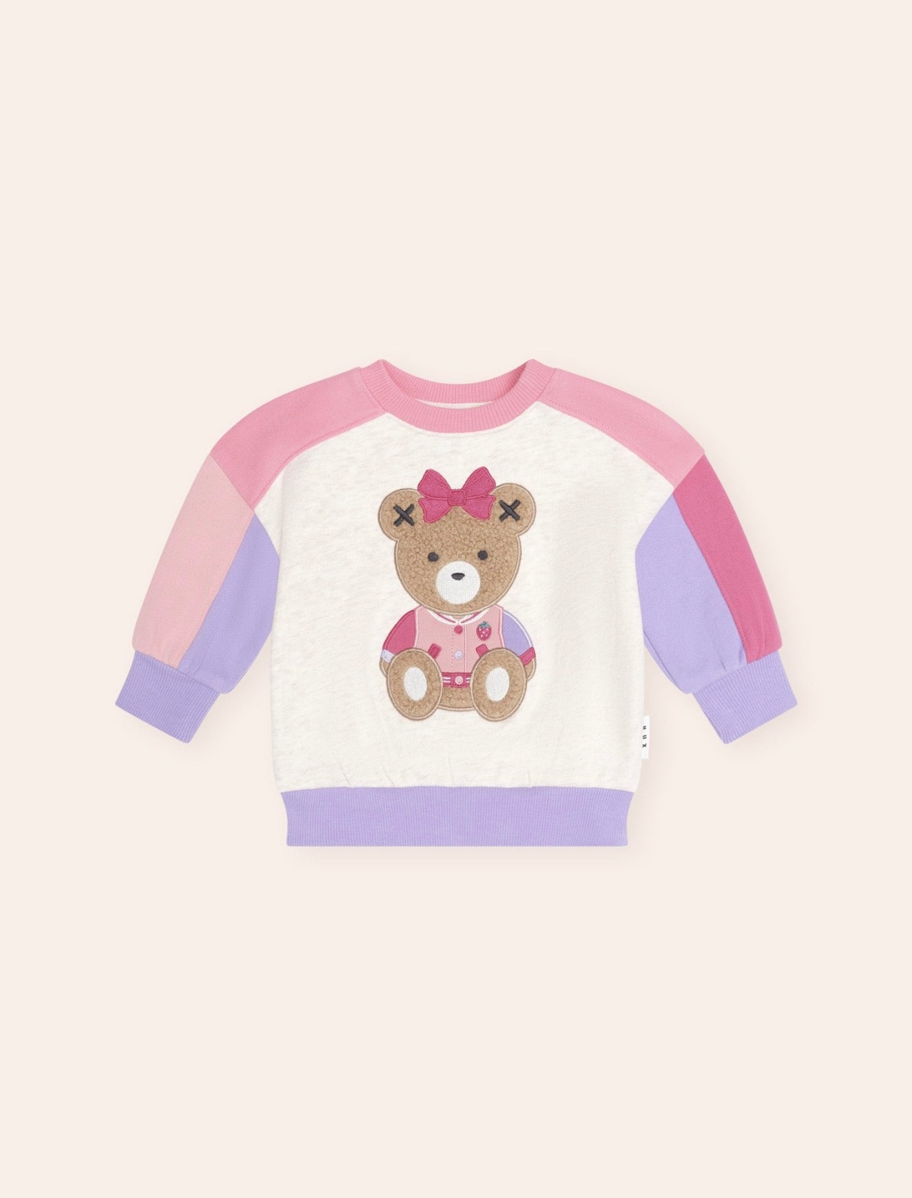 Colour Block Sitting Huxette Sweatshirt – Multi – Huxbaby (front view)