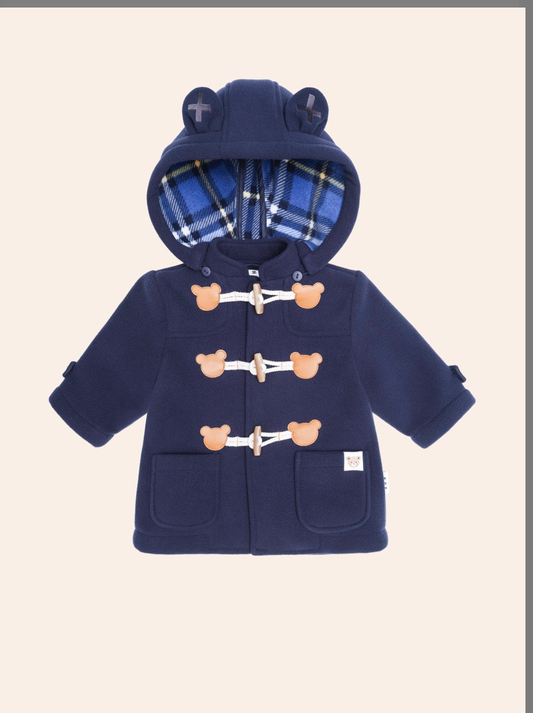 Apres Ski Peacoat – Navy – Huxbaby (front view)