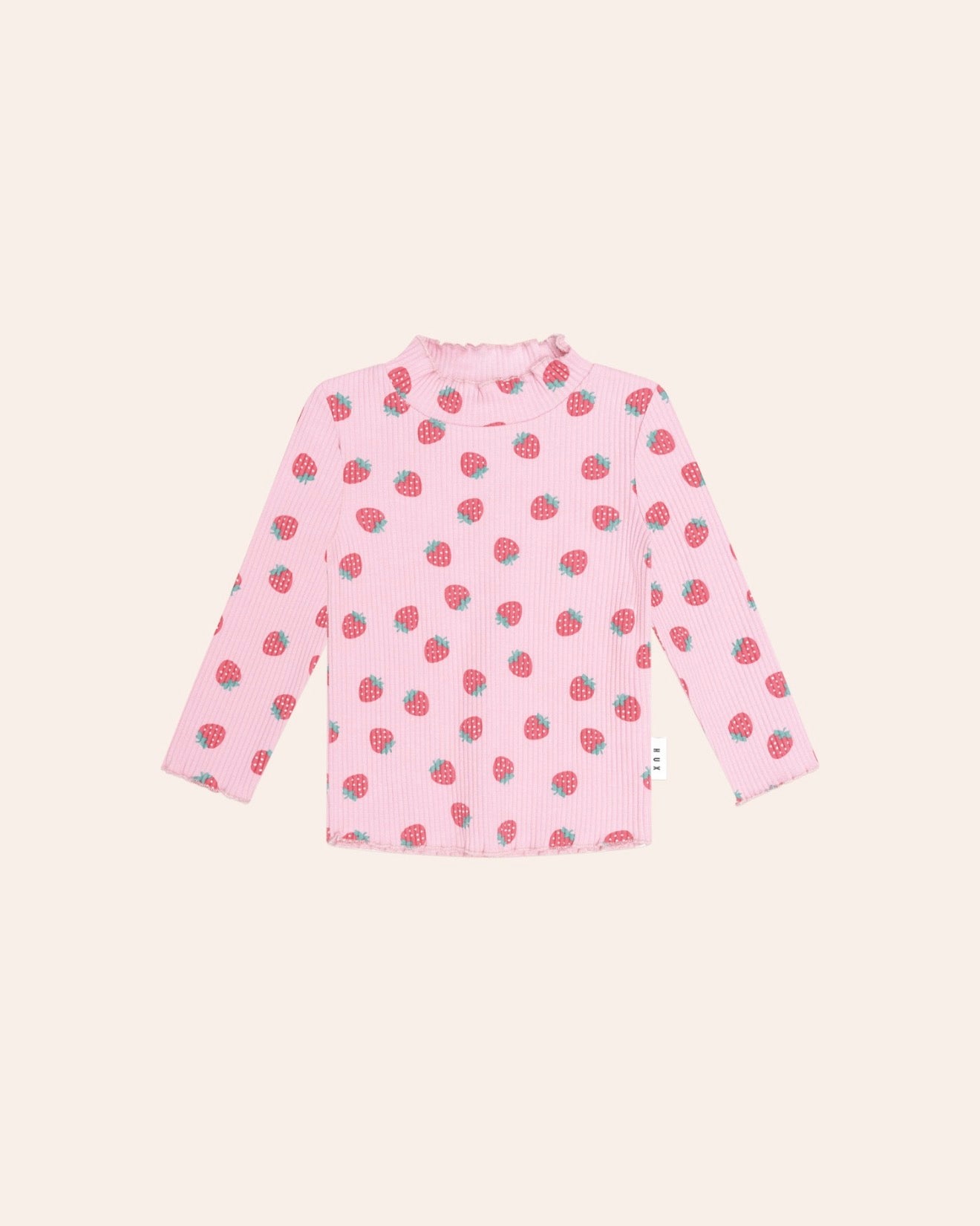 Strawberry Print Rib Skivvy – Strawberry Print – Huxbaby (front view)