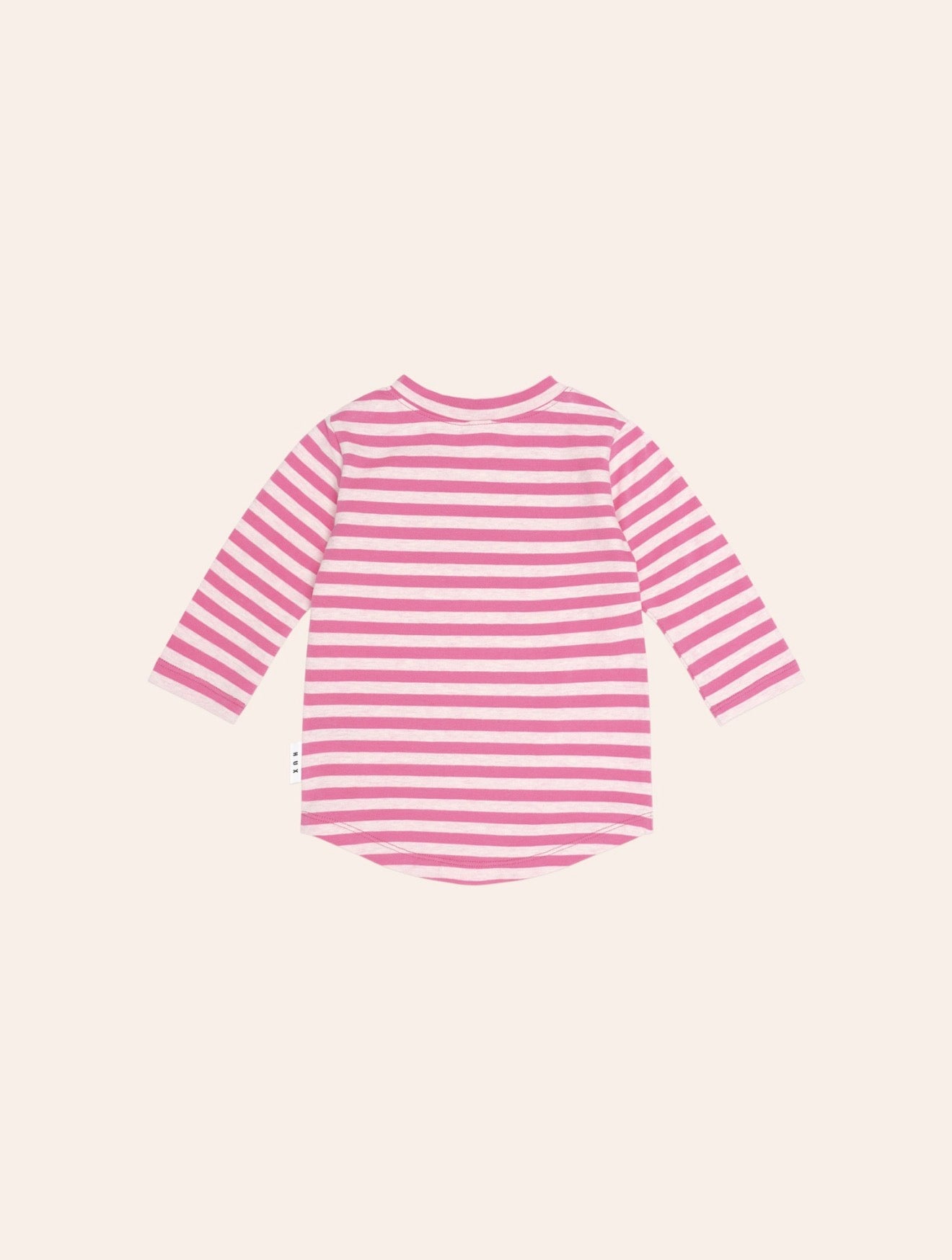 Berry Stripe Sitting Huxette Top – Dusty Berry/Pink Marle – Huxbaby (back view)