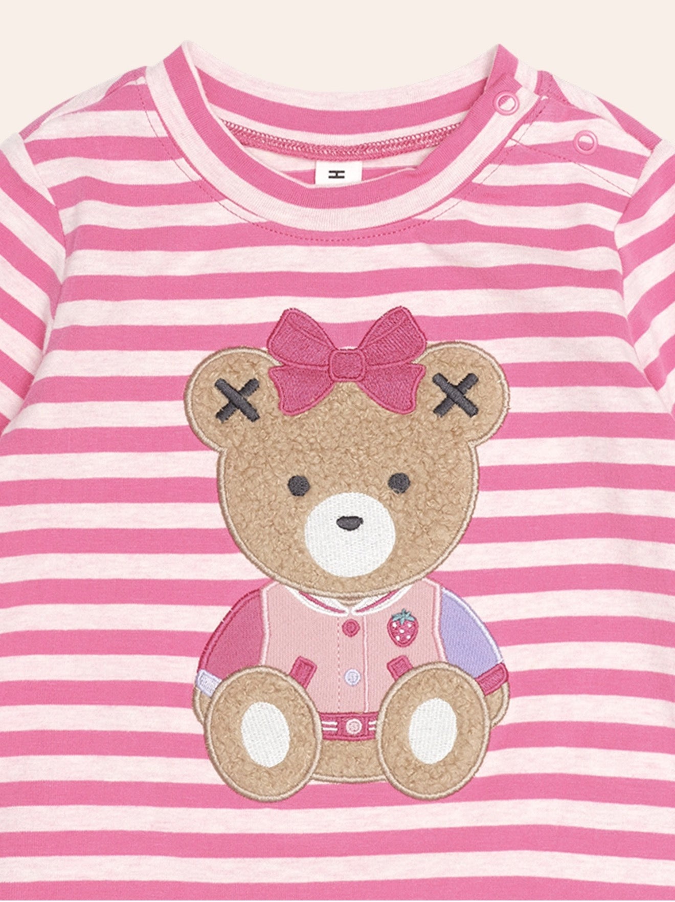 Berry Stripe Sitting Huxette Top – Dusty Berry/Pink Marle – Huxbaby (detail view)