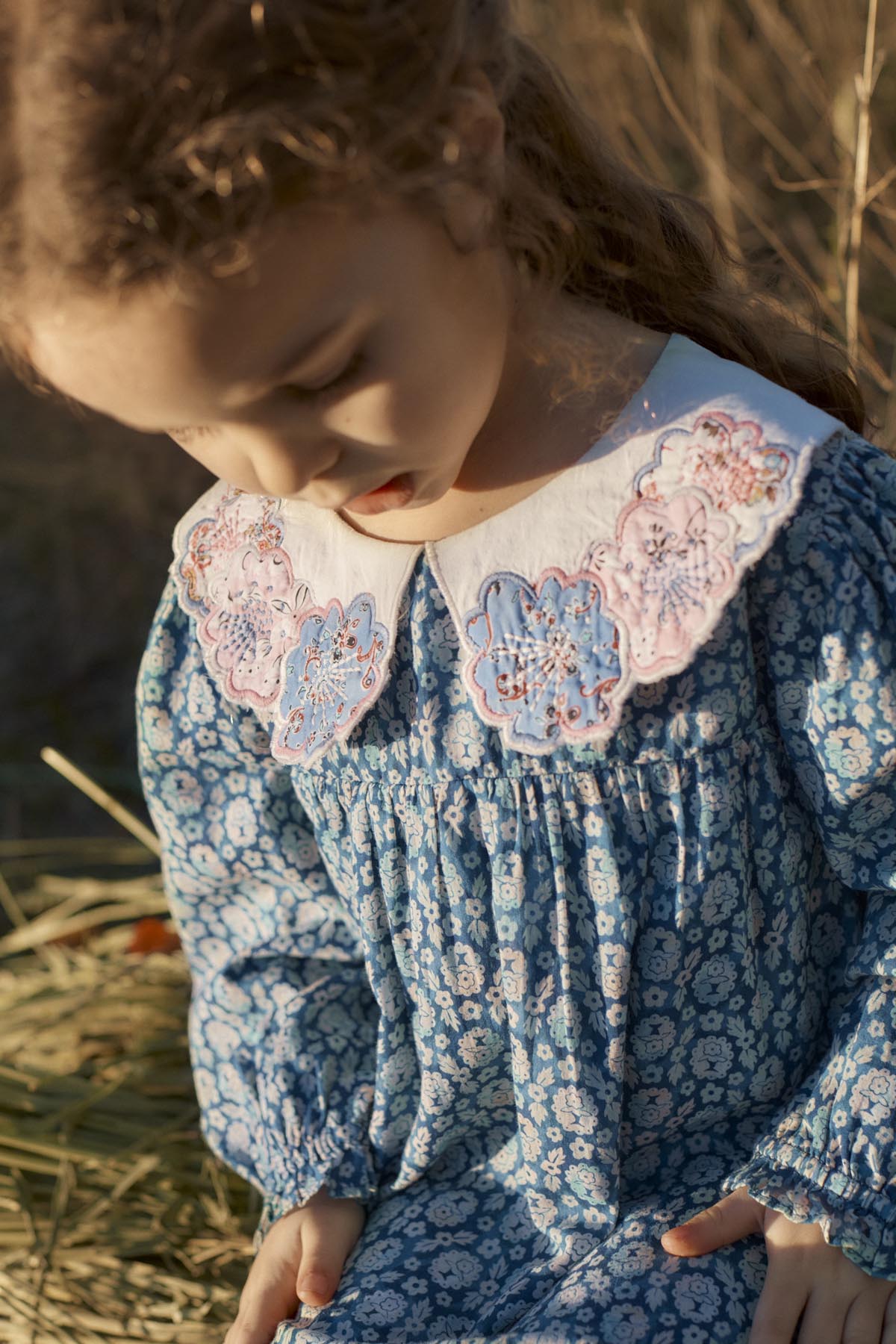 Dress Solena Navy Snowfall Flower – Louise Misha