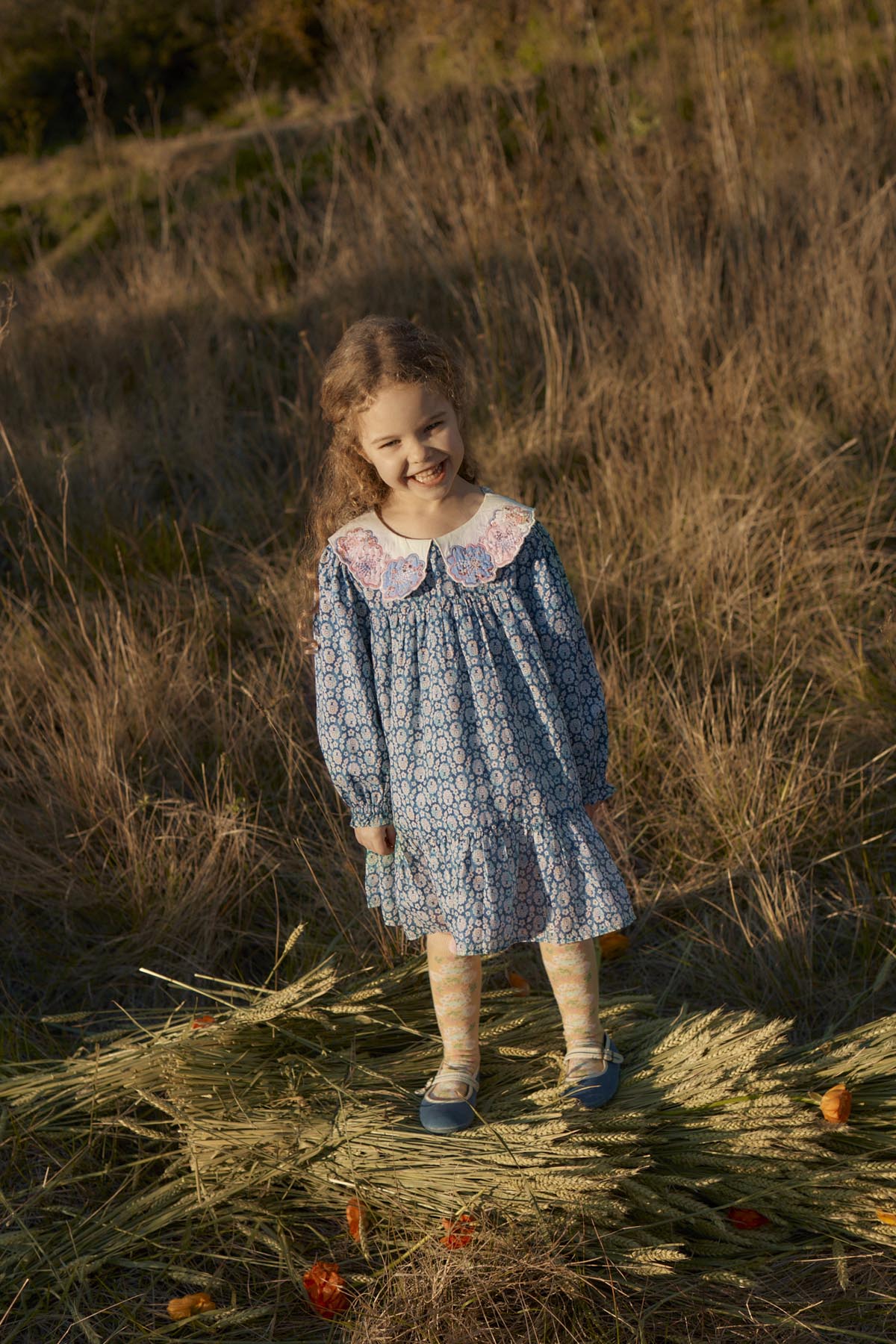 Louise Misha Solena Dress in Navy Snowfall Flower, image 3 of 6