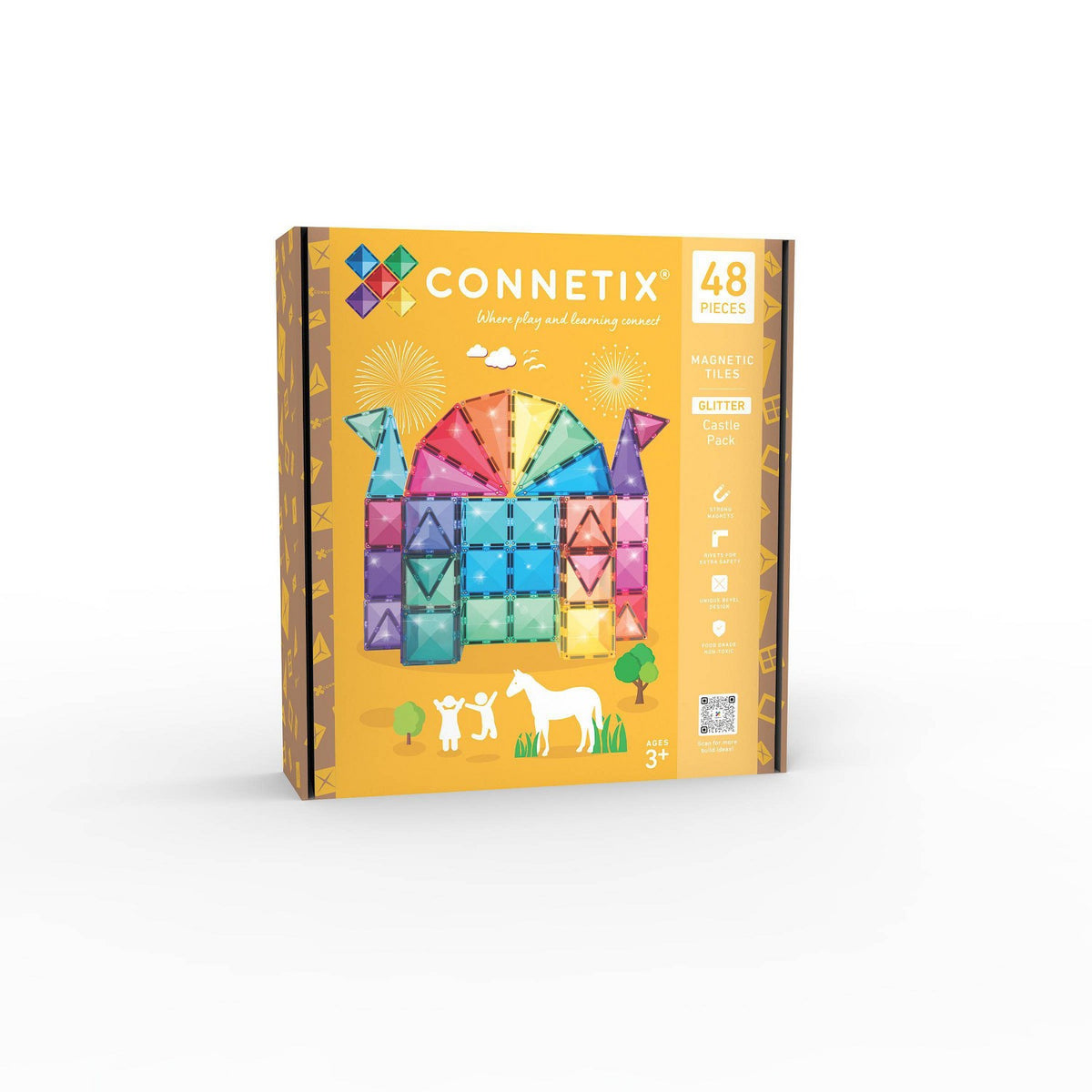 CONNETIX Glitter Castle Pack 48 Piece Magnetic Tiles