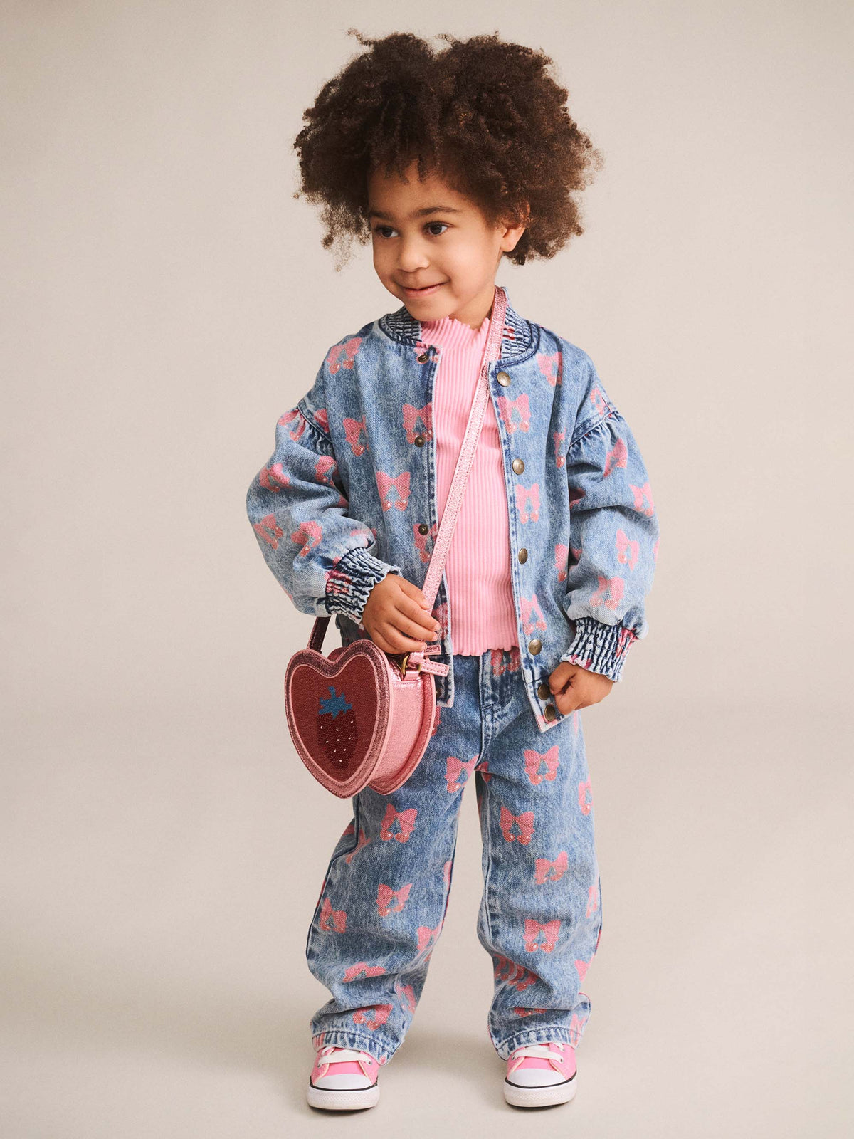 Dreamy Denim Cherry Paperbag Pant – Multi Denim – Huxbaby