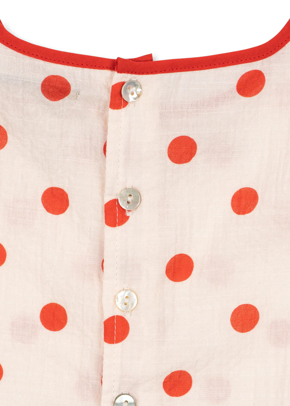 Close-up of Vivo Top neckline by Konges Sløjd, soft cotton fabric for baby skin