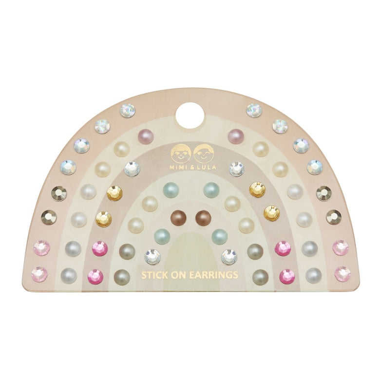 Pink Gem & Pearl Stick On Earrings – Mimi & Lula no-piercing kids earrings