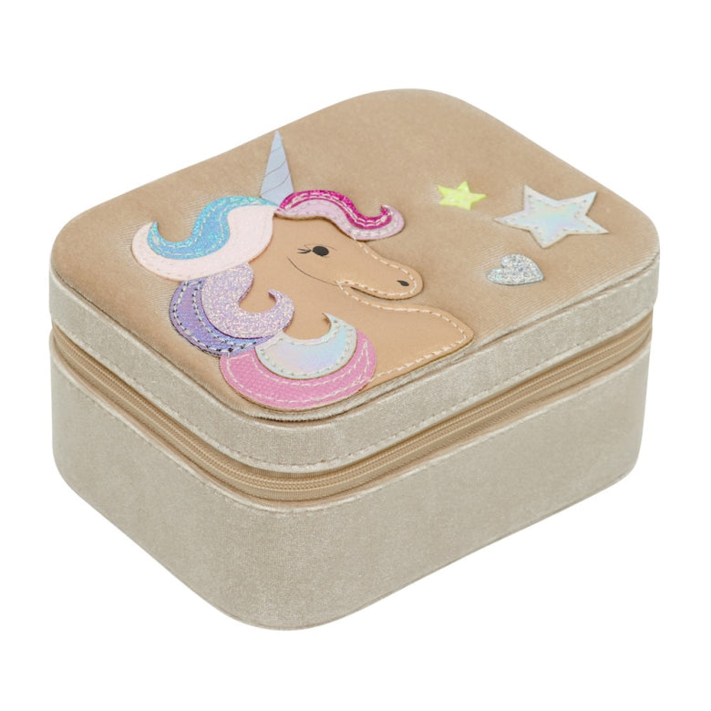 Velvet Unicorn Jewellery Box – Mimi & Lula gold velvet box with unicorn motif