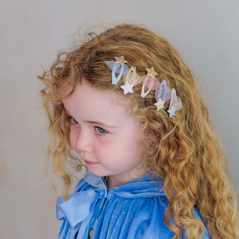 Tutu Star Mini Hair Clips by Mimi & Lula, 5-piece pastel star clip set
