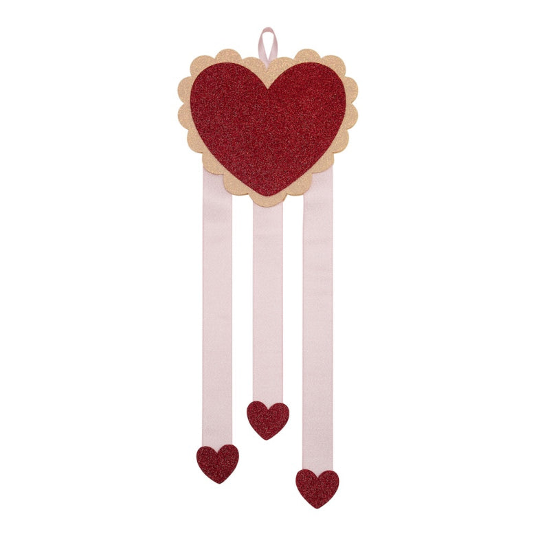 Dreamy Heart Wall Hanger – Mimi & Lula heart-shaped hair clip holder with ribbons