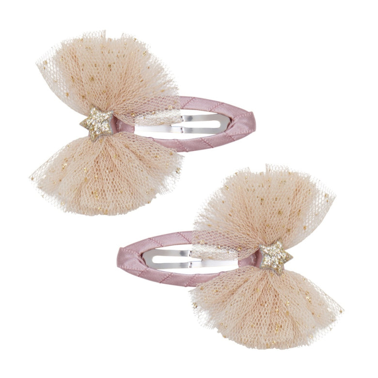 Large Tutu Bow Hair Clips – Mimi & Lula two large tulle bow clips in neutral tones