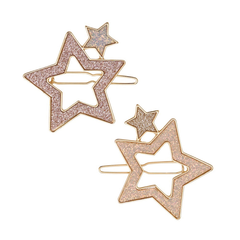 Super Sparkle Star Snap Hair Clips – Mimi & Lula set of 5 star-shaped snap clips