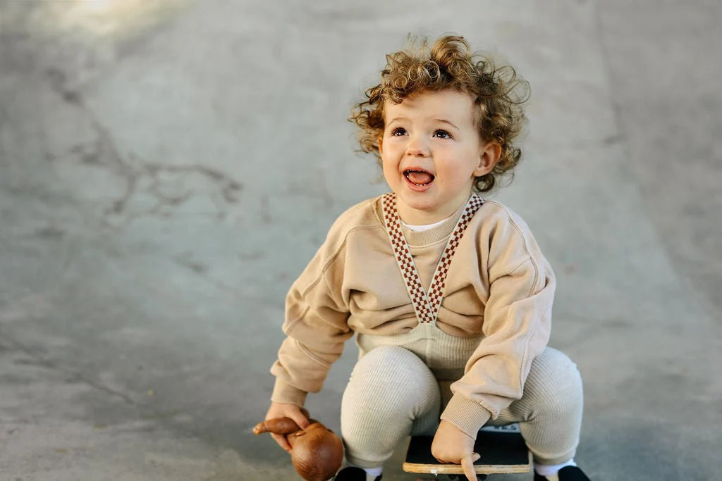 Silly Silas Footless Cream Blend Checked