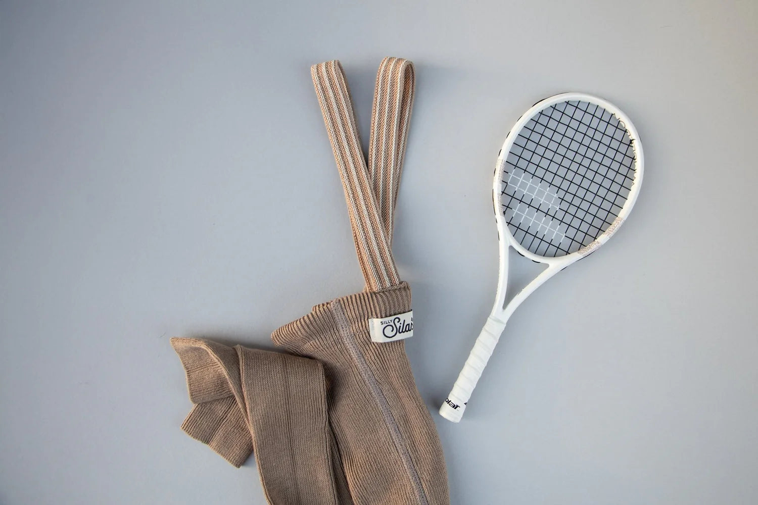 Silly Silas Footless Oyster Grey Striped