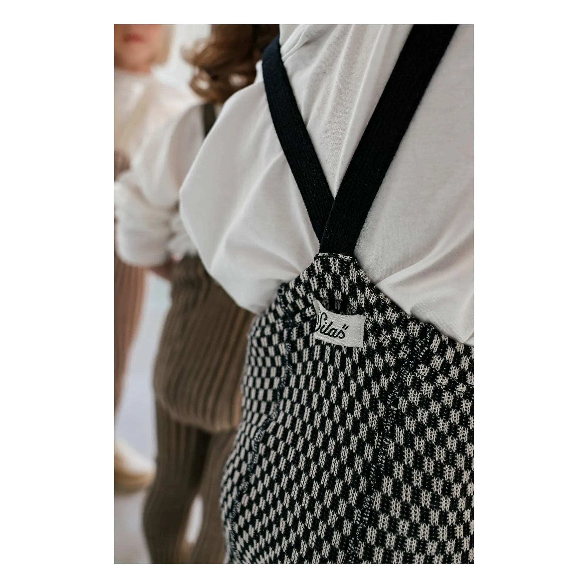 Organic Cotton Checkered Tights | Black