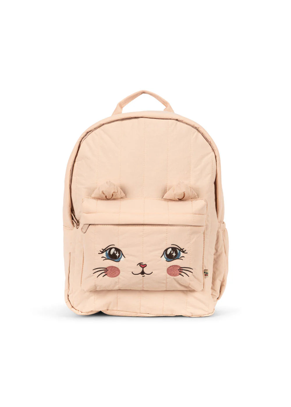 Konges Sløjd Juno Kitty backpack for toddlers with embroidered cat face and whiskers