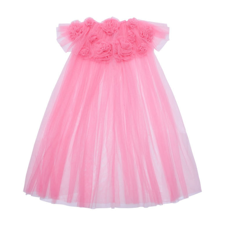 Pink ruffle flower cape