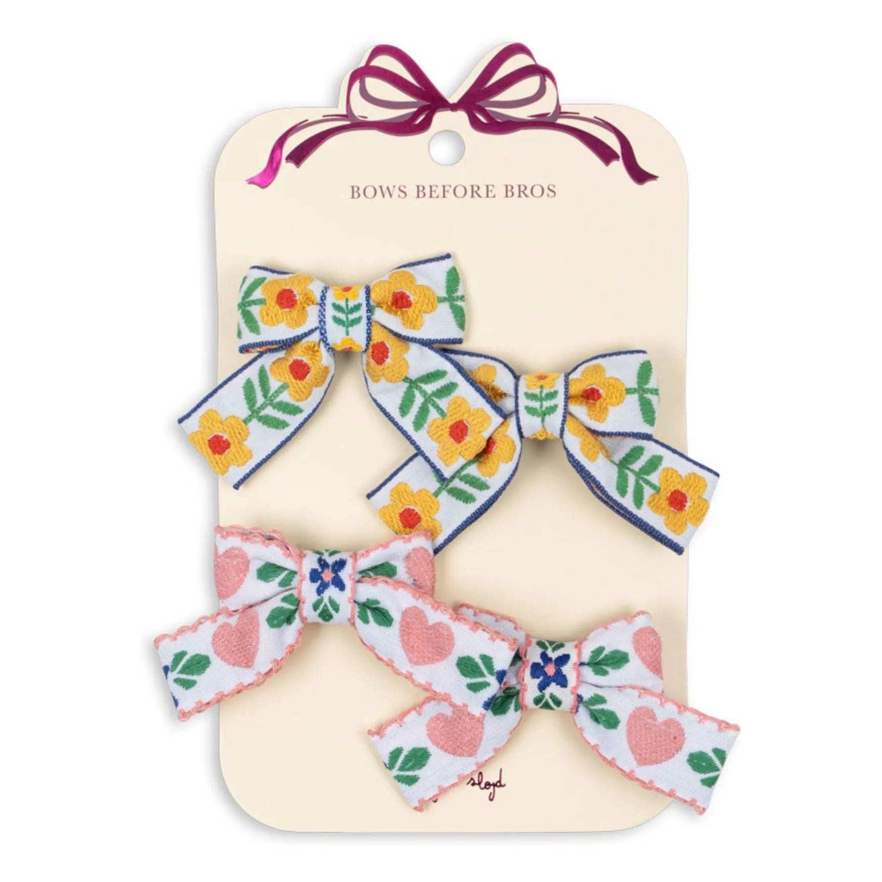 Set of 4 Bow Ties – Pink – Konges Sløjd