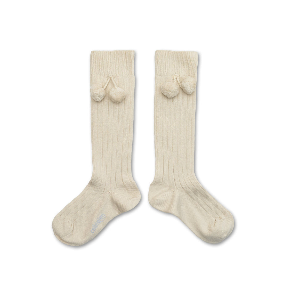 Collégien Diane Ribbed Knee-High Socks with Pompoms – Doux Agneaux