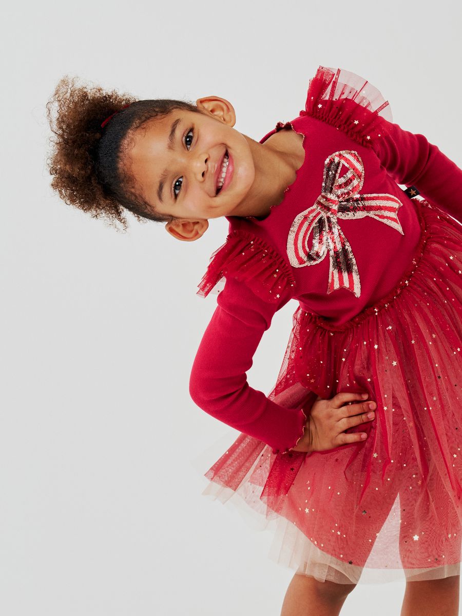 Holiday Bow Tutu Dress in Red, Petite Hailey kids' party dress – image 5 of 5