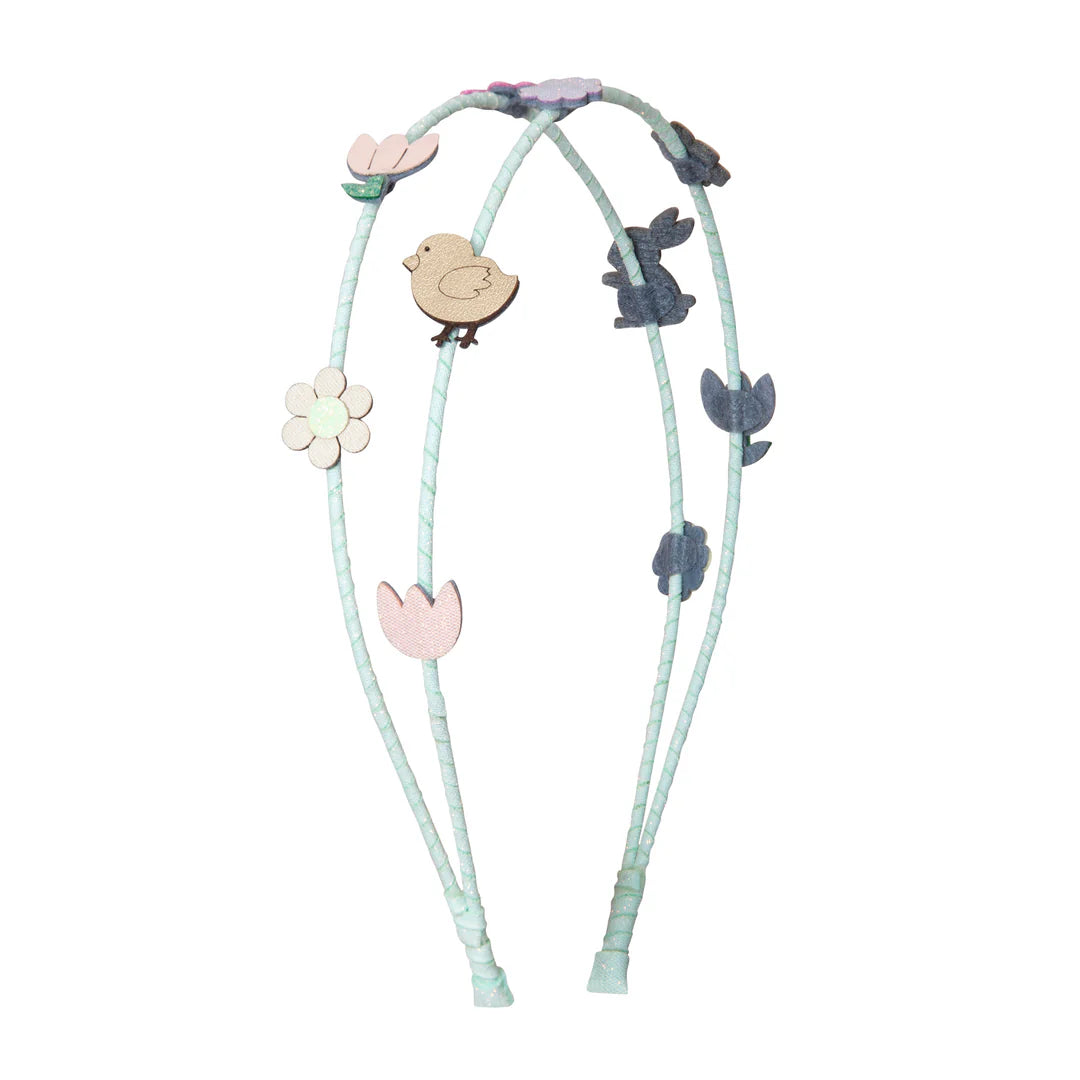 Mimi & Lula Easter Double Alice — double alice hair band with delicate Easter floral and charm details in soft muted tones, shown on white background
