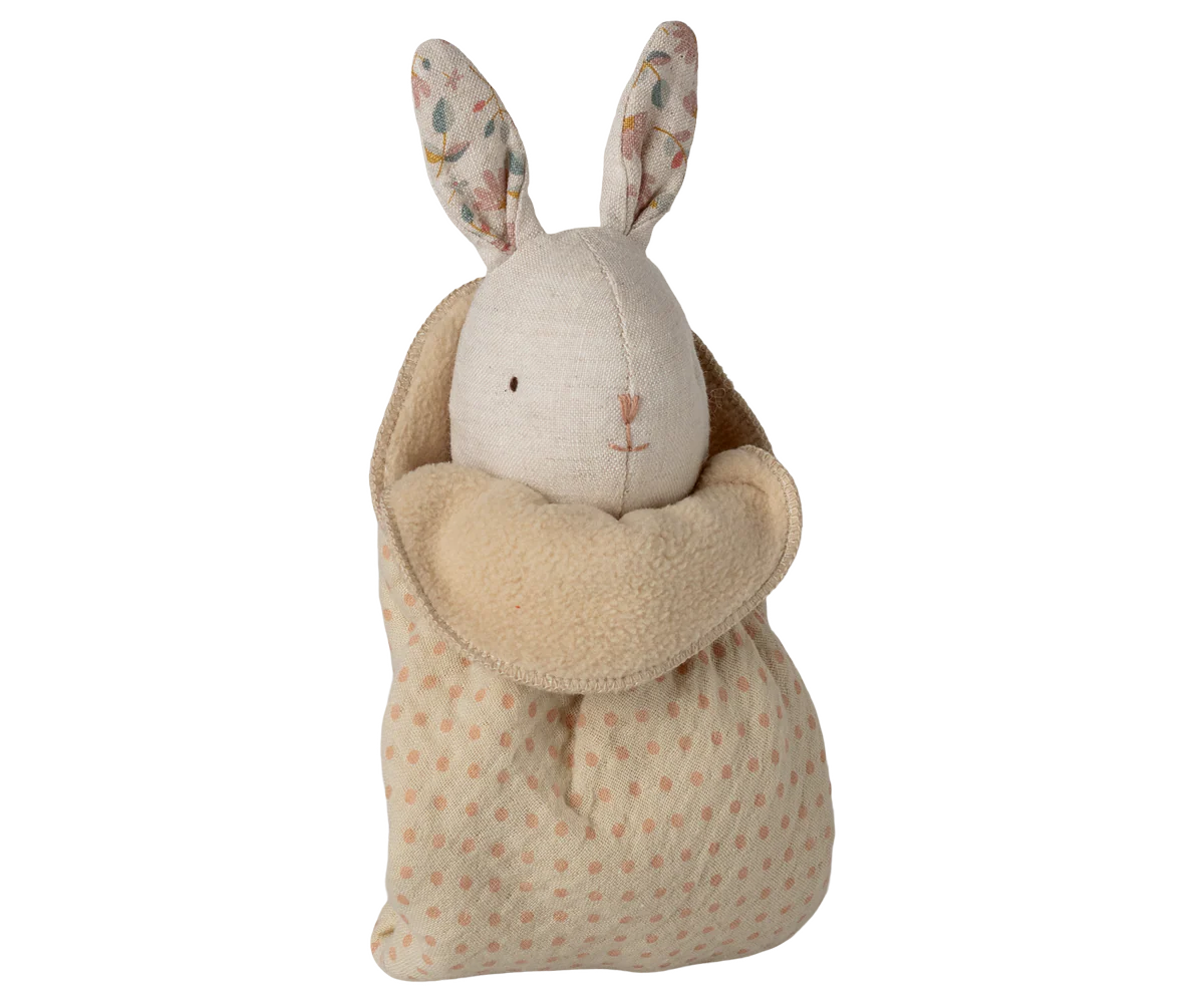Maileg Lullaby Friends Mini Bunny Nature – front view, baby soft toy pre-order
