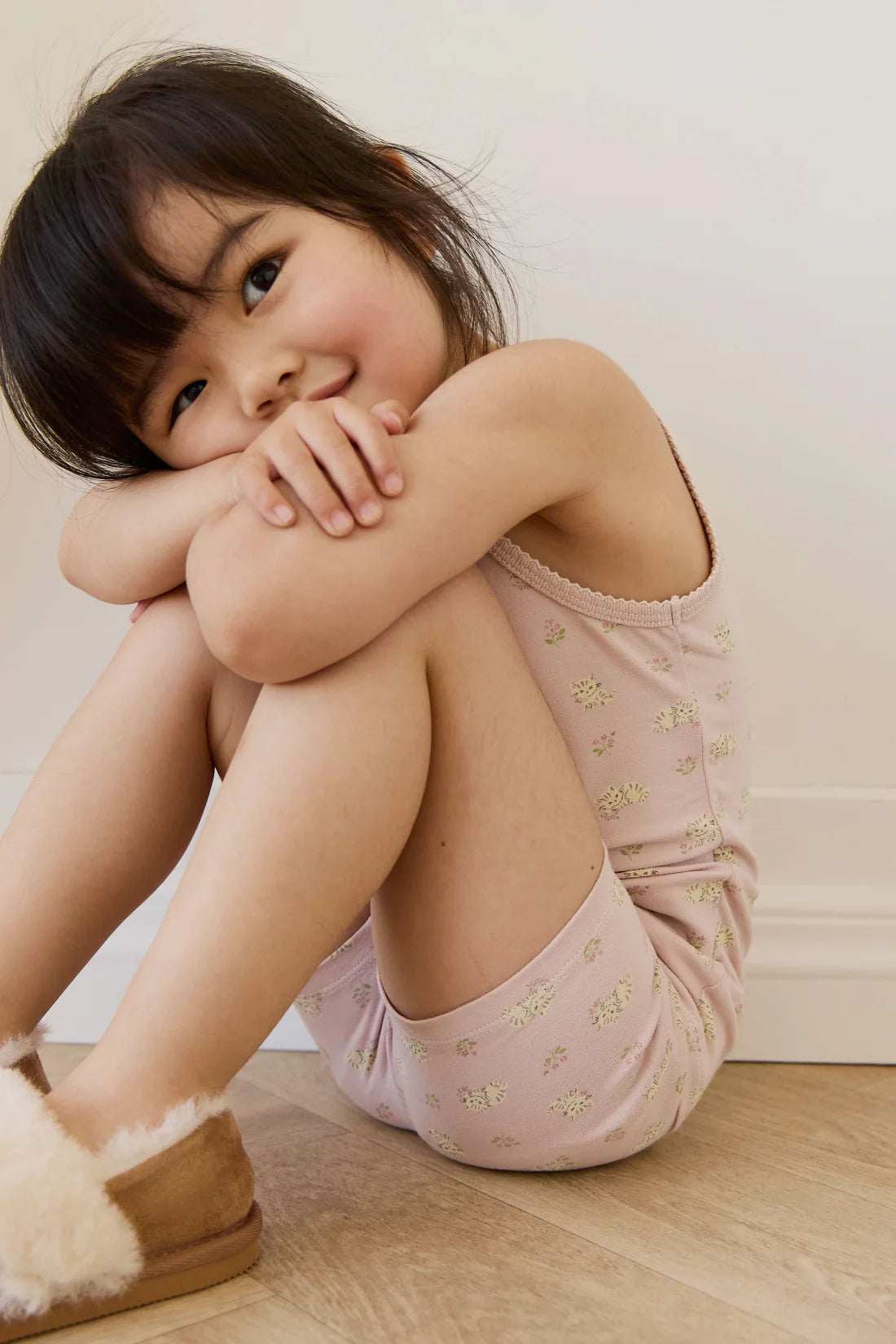 Jamie Kay Organic Cotton Jude Singlet Pyjama Set - Moon Floral Mauve for Kids – Jamie Kay (image 3)