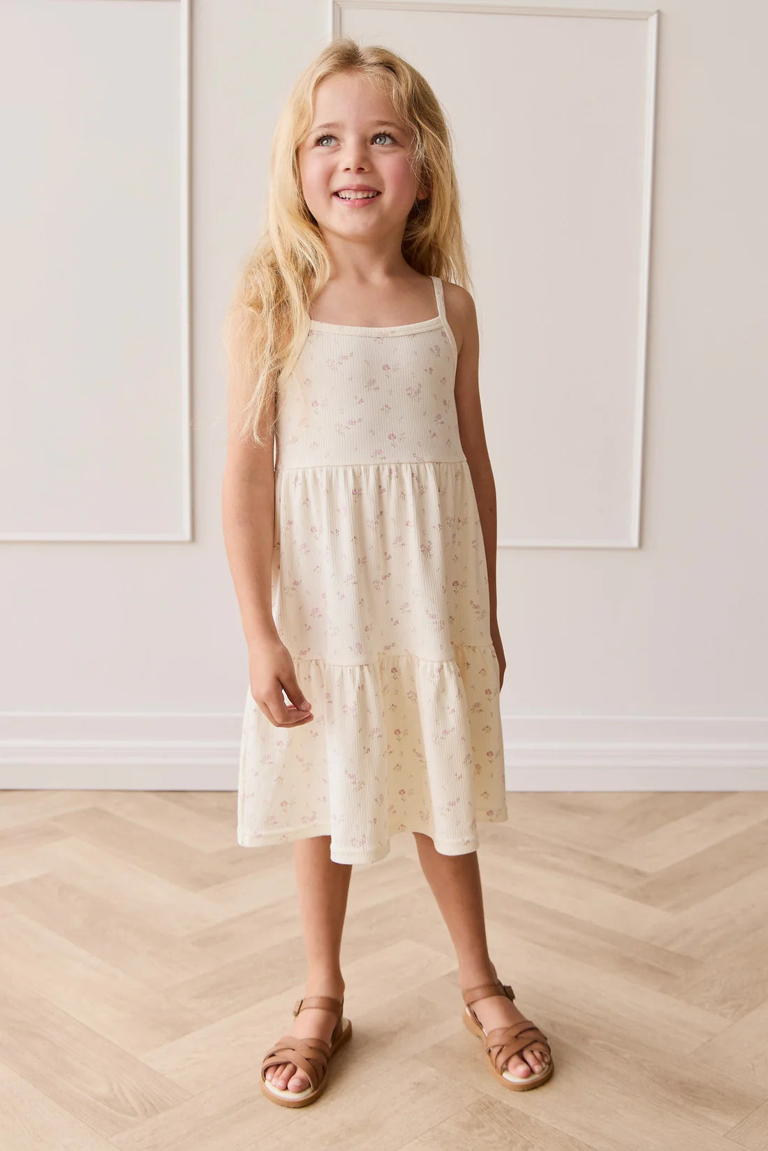 Jamie Kay Organic Cotton Fine Rib Matilda Dress - Caroline Egret for Girls – Jamie Kay (image 3)
