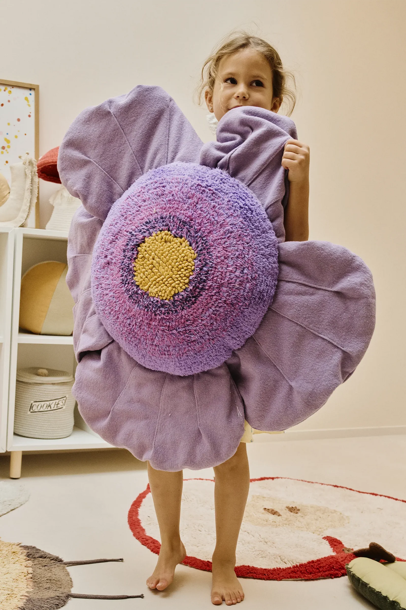 FLOOR CUSHION PURPLE POPPY