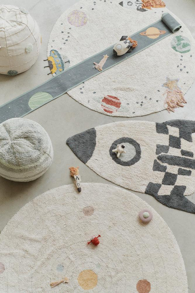Washable Cotton Rug Rocket by Lorena Canals paired with matching decor