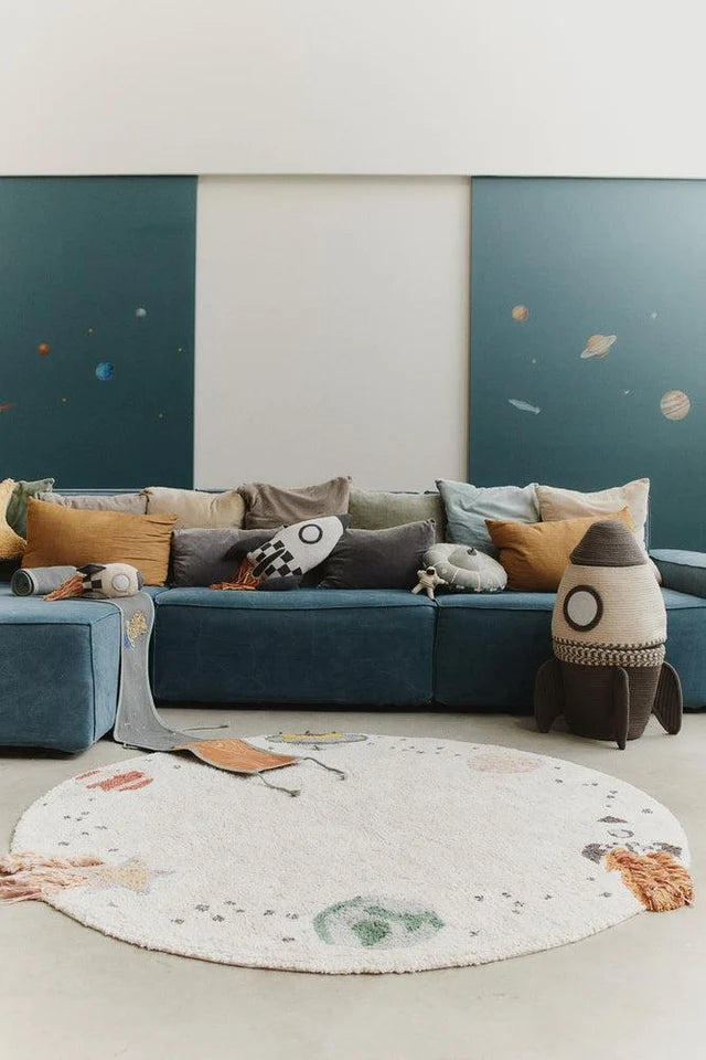 Washable Cotton Rug Interstellar Journey by Lorena Canals styled in a nursery