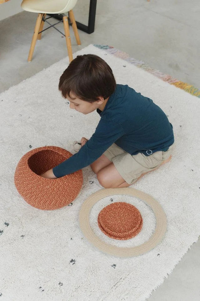 Washable Cotton Rug Stardust by Lorena Canals shown at scale in a kids' room
