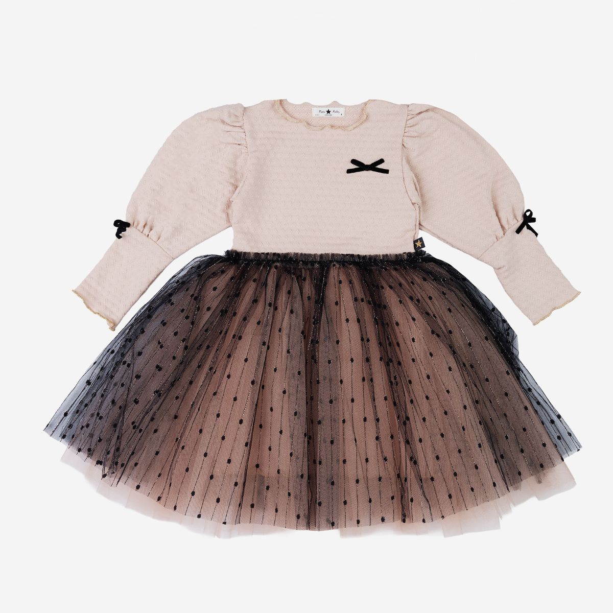 Lisa Balloon Sleeve Tutu – Black – Petite Hailey kids tutu dress, front view
