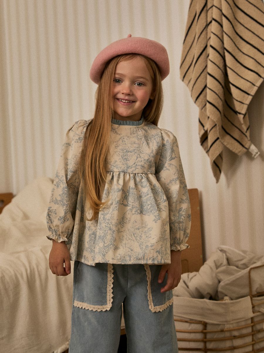 Rowyn Pants – Blue – Petite Hailey kids wide-leg pants, back view