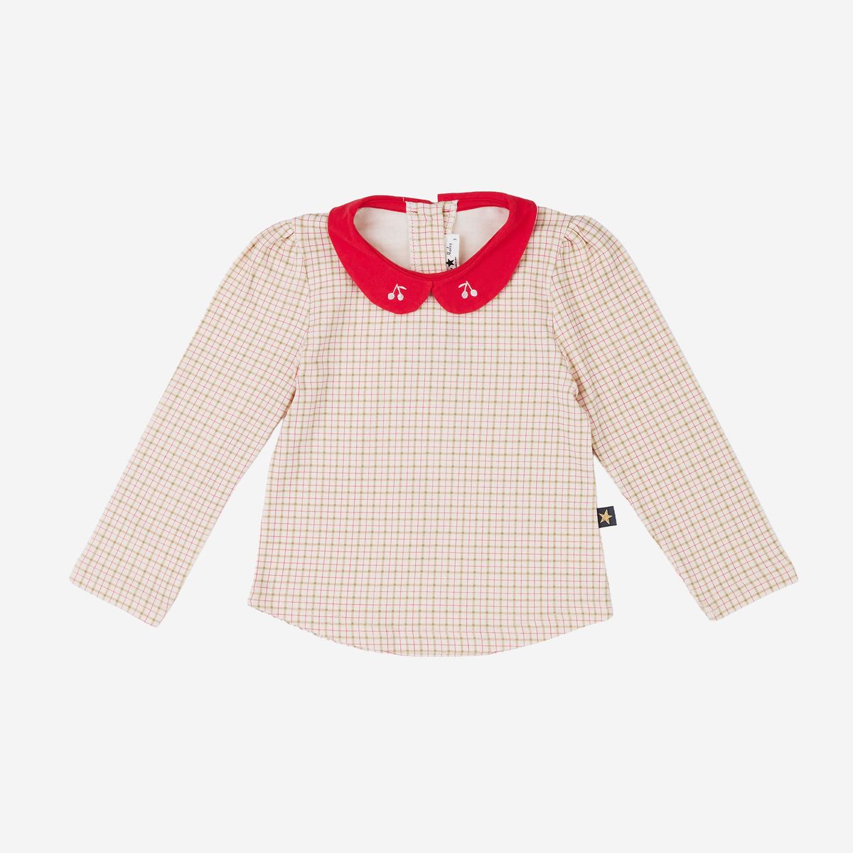 Prom Collar Top – Beige – Petite Hailey kids collar top, front view
