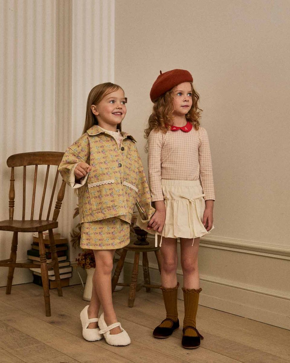 Prom Collar Top – Beige – Petite Hailey kids collar top, additional view